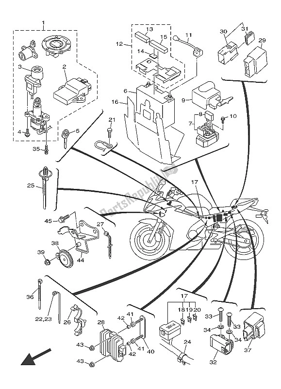 Toutes les pièces pour le électrique 2 du Yamaha XJ6F 600 2016