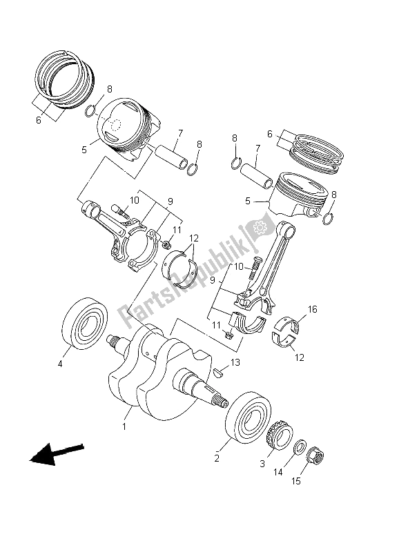 Toutes les pièces pour le Vilebrequin Et Piston du Yamaha XVS 1100A Dragstar Classic 2002