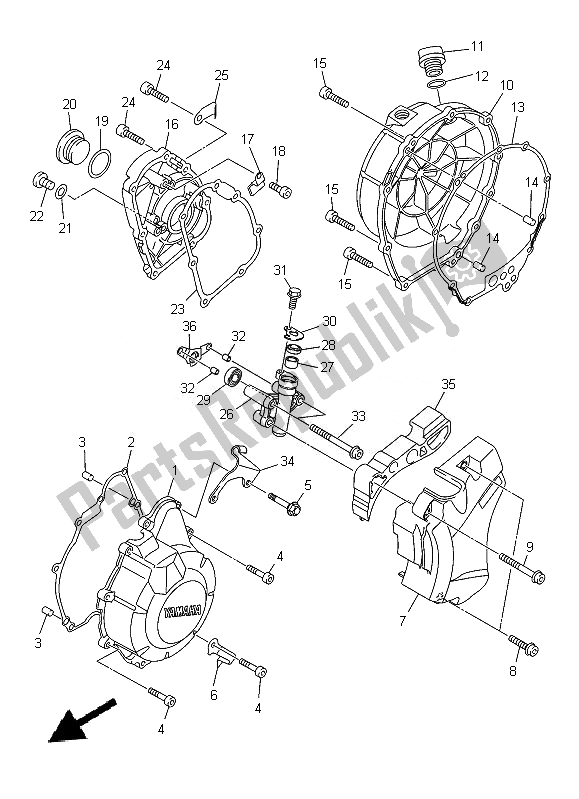 All parts for the Crankcase Cover 1 of the Yamaha XJ6 SA 600 2014