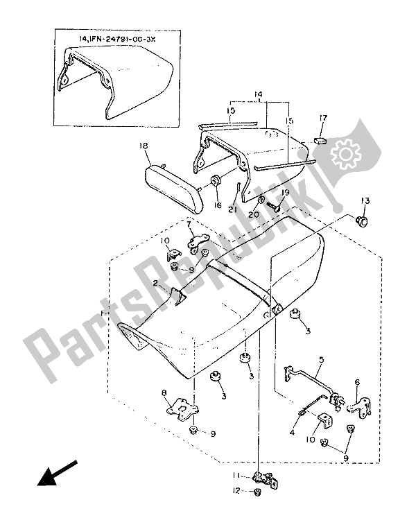 All parts for the Seat of the Yamaha FZ 750 1987