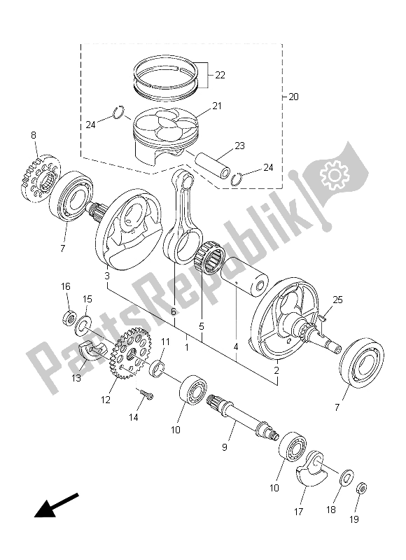 All parts for the Crankshaft & Piston of the Yamaha WR 250F 2015