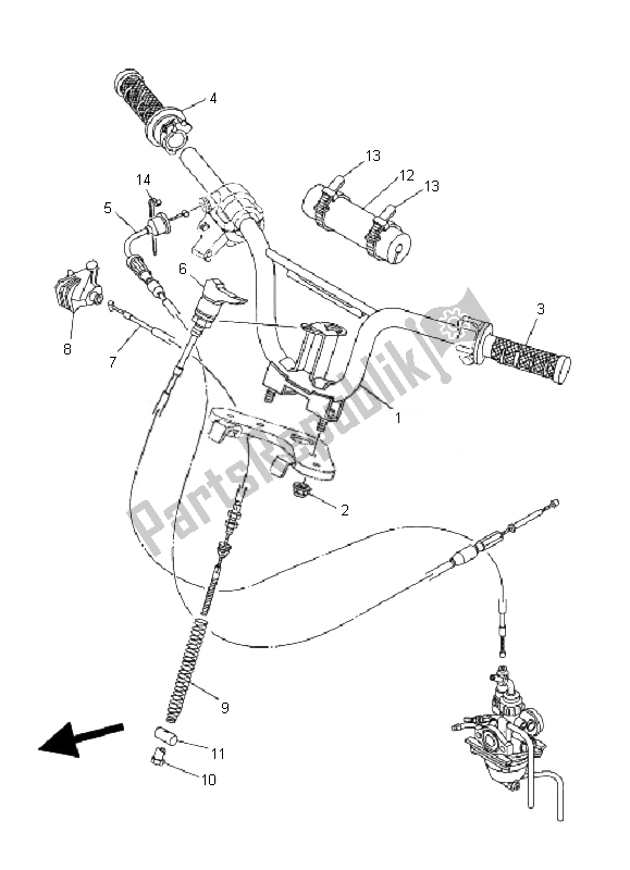 Todas las partes para Manija De Dirección Y Cable de Yamaha TT R 50E 2007