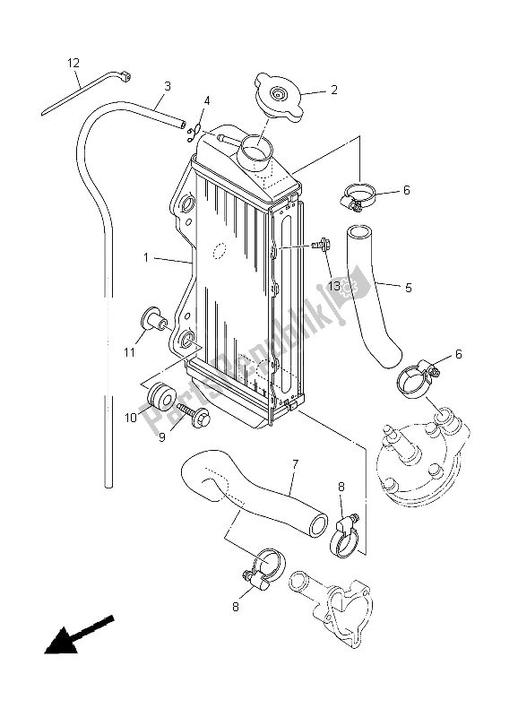 Alle onderdelen voor de Radiator Slang van de Yamaha YZ 85 SW LW 2012