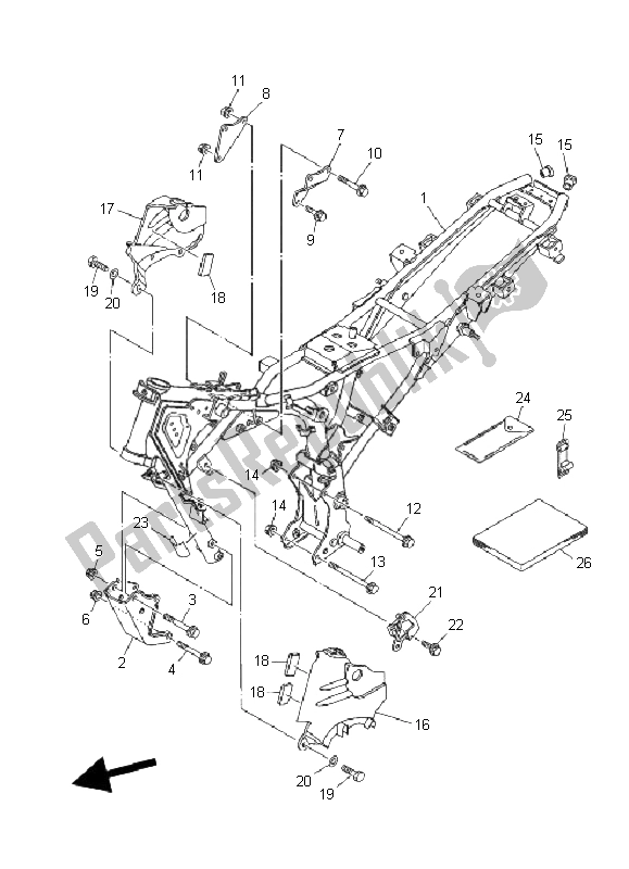 Tutte le parti per il Telaio del Yamaha YB 125 SPD 2008