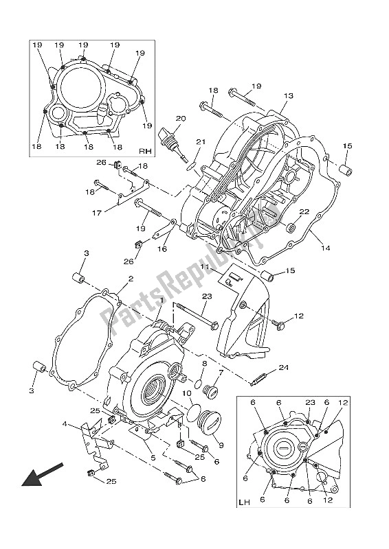 All parts for the Crankcase Cover 1 of the Yamaha MT 125A 2016