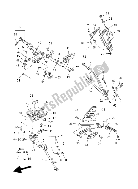 Todas as partes de Suporte E Apoio Para Os Pés do Yamaha YZF R6 600 2008