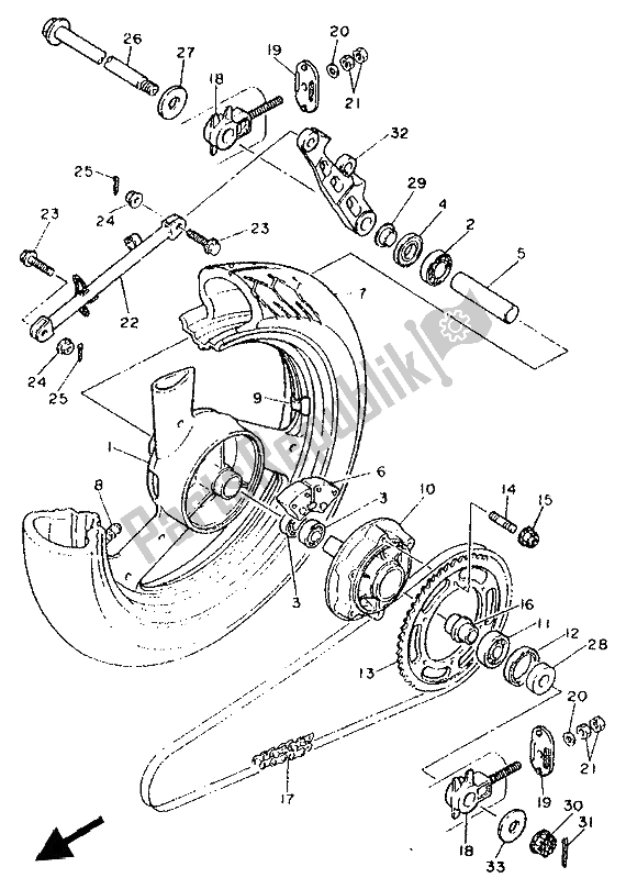 All parts for the Rear Wheel of the Yamaha XJ 600S Diversion 1993