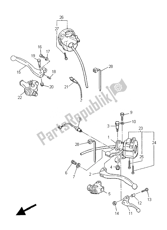 All parts for the Handle Switch & Lever of the Yamaha SR 400 2014