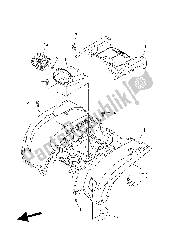 All parts for the Rear Fender of the Yamaha YFM 550 Fwad 2014