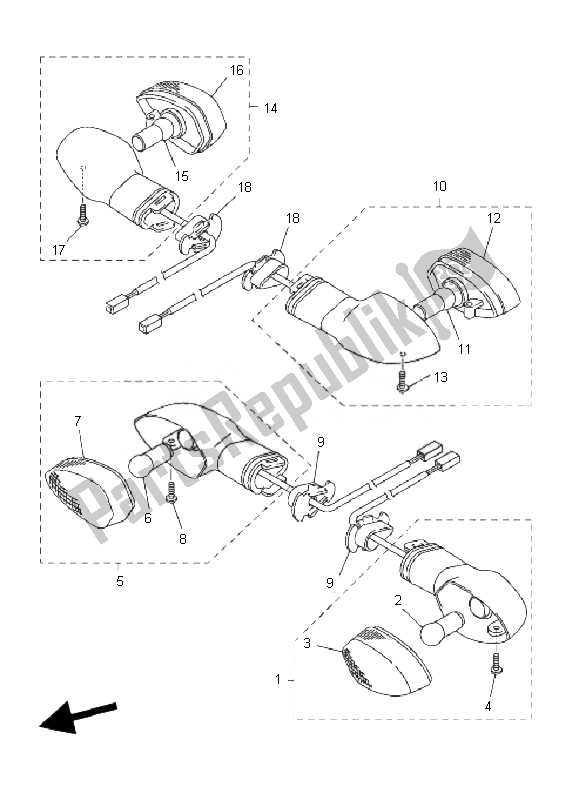 Todas las partes para Luz Intermitente de Yamaha FZ6 SA Fazer 600 2007