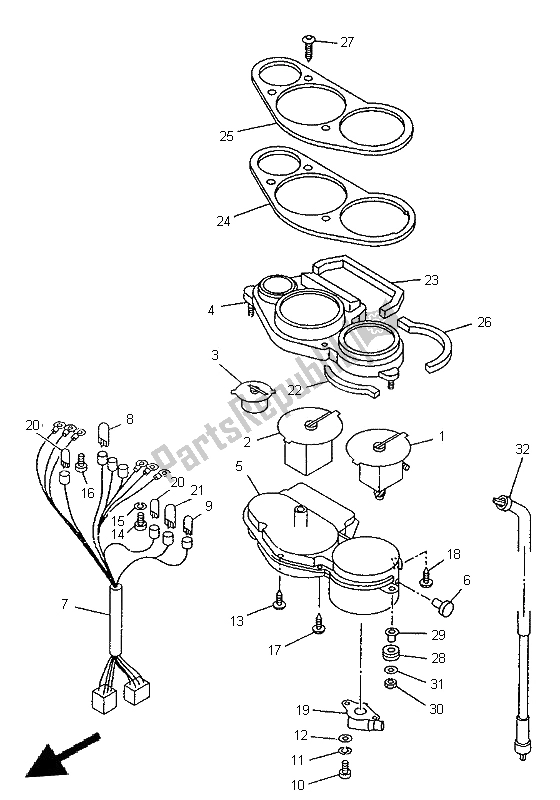 All parts for the Meter of the Yamaha TDM 850 1996