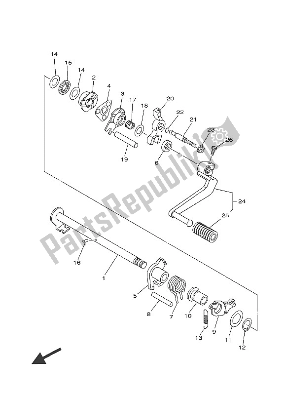 All parts for the Shift Shaft of the Yamaha TT R 110E 2016