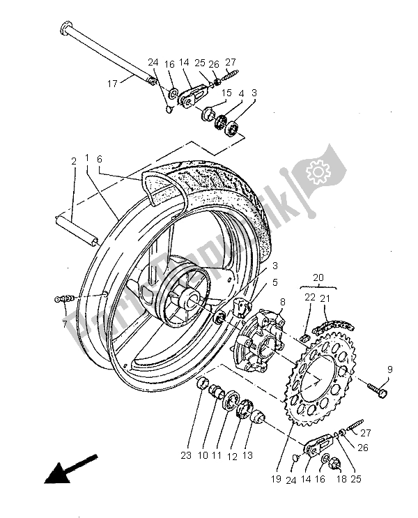 Tutte le parti per il Ruota Posteriore del Yamaha SZR 660 1995