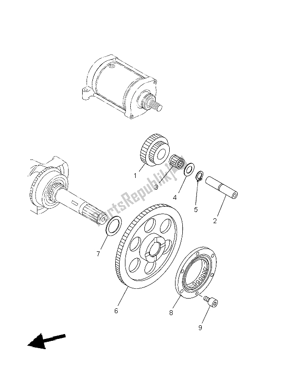 All parts for the Starter Clutch of the Yamaha YFM 450 Fwad IRS Grizzly 4X4 Yamaha Black 2014