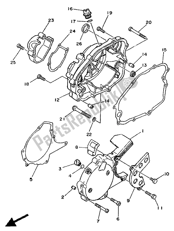 Wszystkie części do Pokrywa Skrzyni Korbowej 1 Yamaha TDR 125 1994