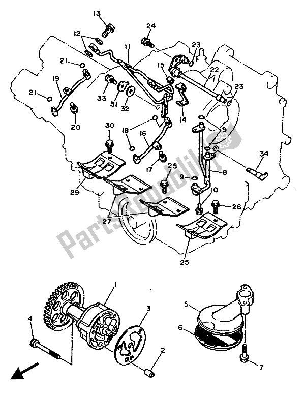 Toutes les pièces pour le La Pompe à Huile du Yamaha FZX 750 1987