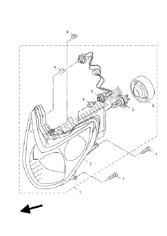 All parts for the Headlight of the Yamaha NXC 125 EA Cygnus X 2010