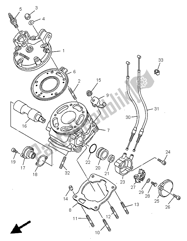 All parts for the Cylinder of the Yamaha TDR 125 1999