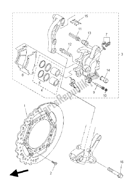 All parts for the Front Brake Caliper of the Yamaha YZ 450F 2011