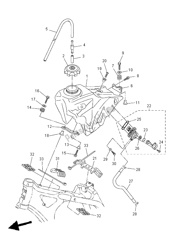 Todas las partes para Depósito De Combustible de Yamaha YZ 450F 2008