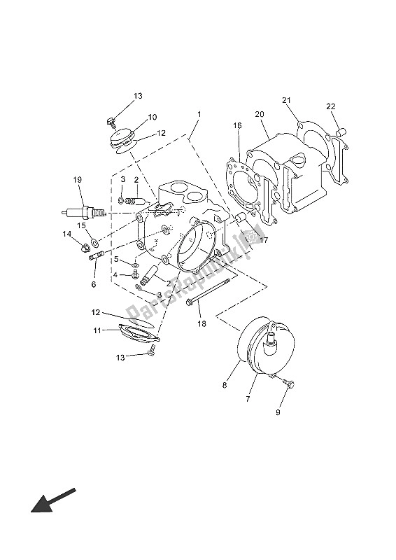 All parts for the Cylinder of the Yamaha YP 250R 2016