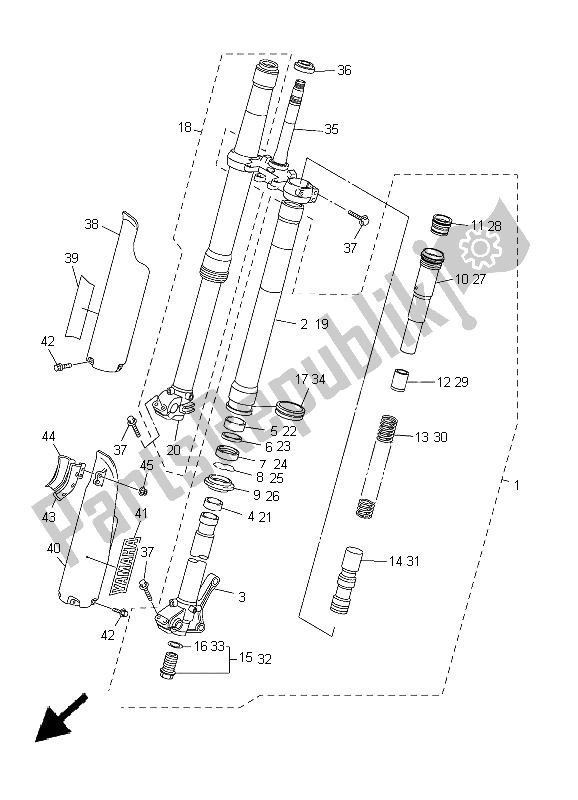 Wszystkie części do Przedni Widelec Yamaha YZ 250F 2005