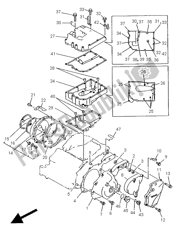 All parts for the Crankcase Cover 1 of the Yamaha TRX 850 1998