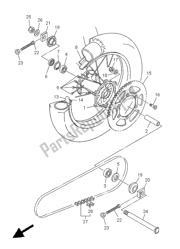 All parts for the Rear Wheel of the Yamaha WR 250F 2013