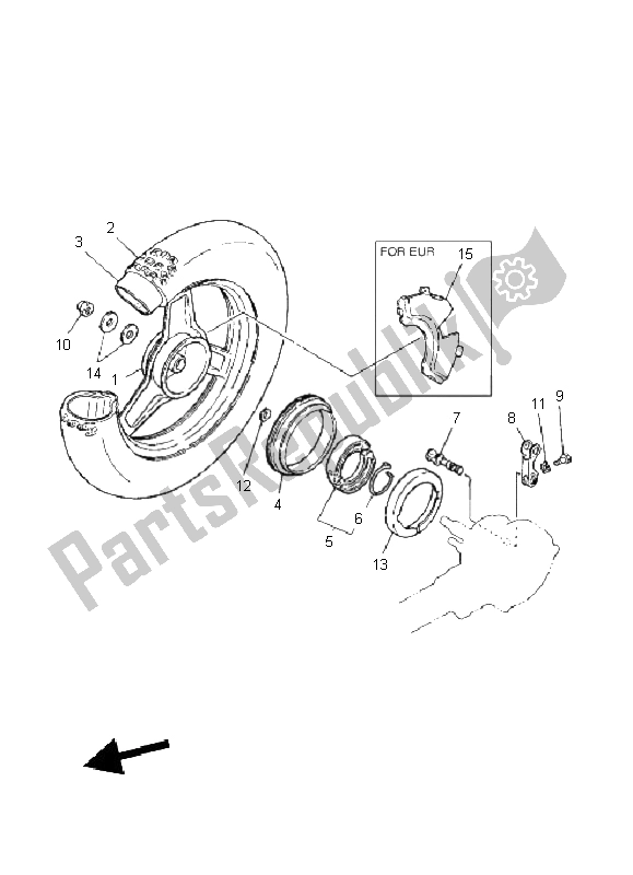 All parts for the Rear Wheel of the Yamaha PW 50 2011