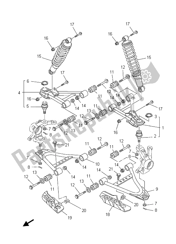 All parts for the Front Suspension & Wheel of the Yamaha YFM 450 Fgpd Grizzly 4X4 2013