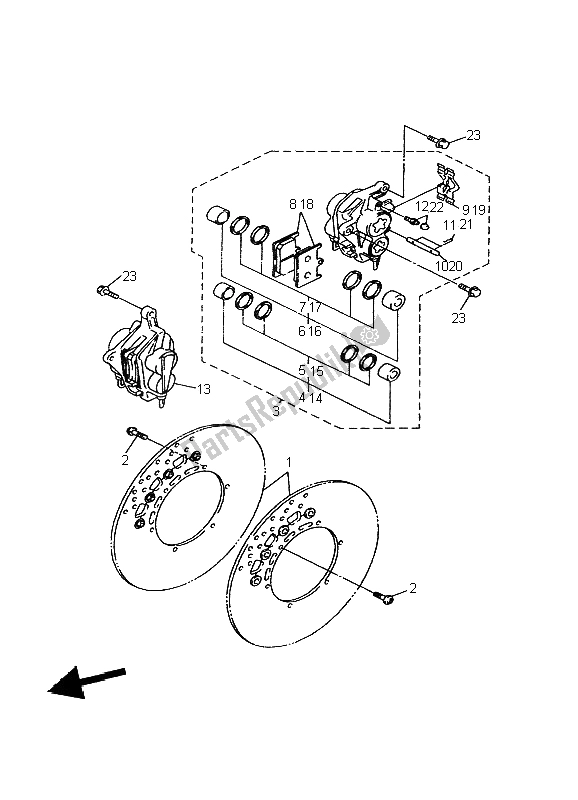 Toutes les pièces pour le étrier De Frein Avant du Yamaha BT 1100 Bulldog 2004