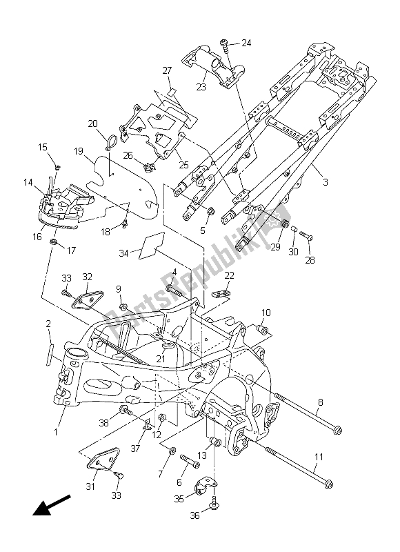 Tutte le parti per il Telaio del Yamaha FZ8 S 800 2015