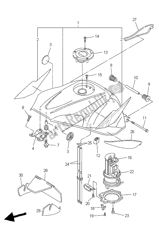 Wszystkie części do Zbiornik Paliwa Yamaha YZF R6 600 2004