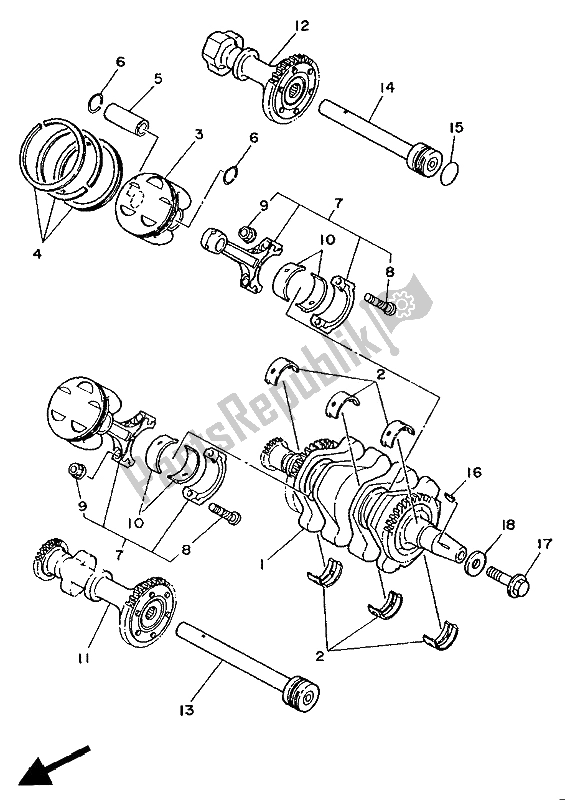 Todas las partes para Cigüeñal Y Pistón de Yamaha TDM 850 1992