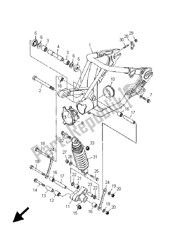 Toutes les pièces pour le Bras Arrière Et Suspension du Yamaha XVS 1100 Dragstar 2001