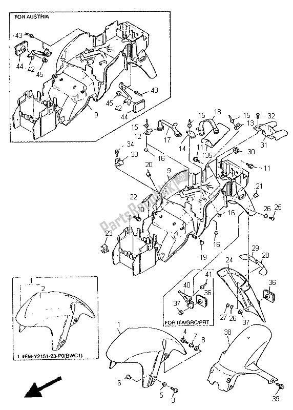 Toutes les pièces pour le Aile du Yamaha FZR 600R 1995