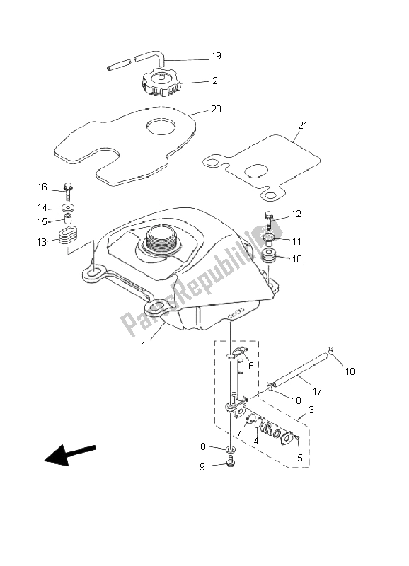 Tutte le parti per il Serbatoio Di Carburante del Yamaha YFS 200 Blaster 2002
