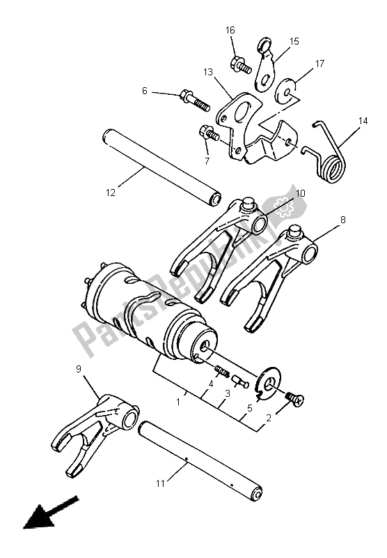 All parts for the Shift Cam & Fork of the Yamaha TRX 850 1996