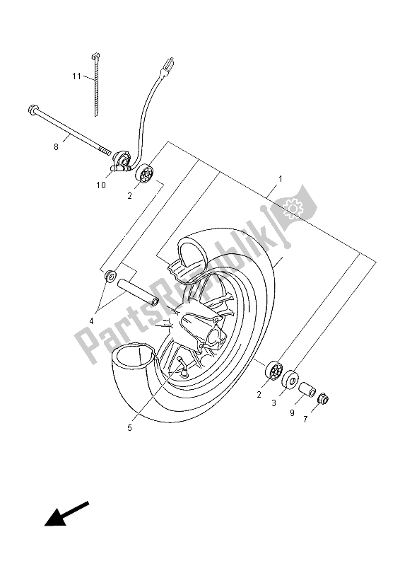 All parts for the Front Wheel of the Yamaha YN 50 Neos 2012