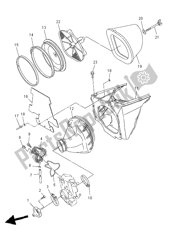 All parts for the Intake of the Yamaha YZ 250F 2008