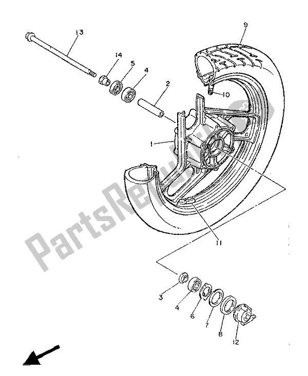 Toutes les pièces pour le Roue Avant du Yamaha SRX 600 1986