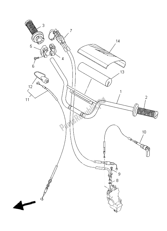 All parts for the Steering Handle & Cable of the Yamaha TT R 110E 2009