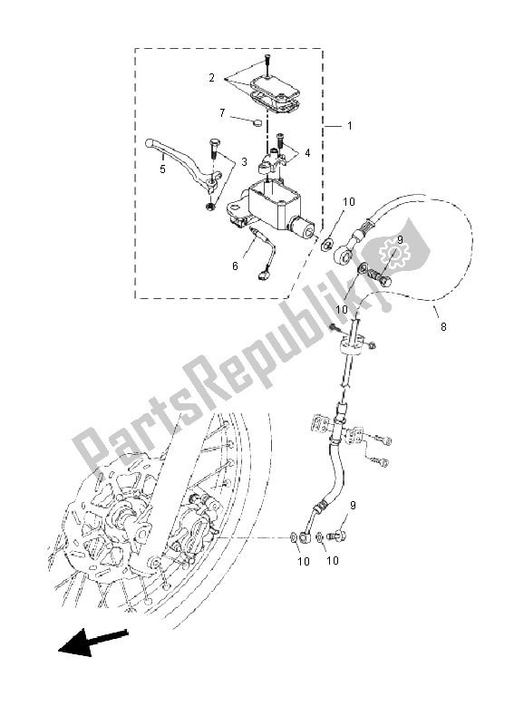 All parts for the Front Master Cylinder of the Yamaha WR 125R 2011