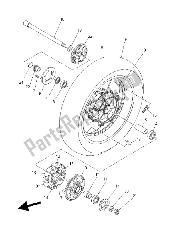 Todas as partes de Roda Traseira do Yamaha XT 1200Z Tenere 2011