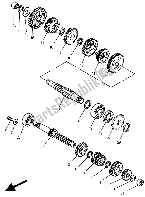 All parts for the Transmission of the Yamaha YZ 80 LW 1999