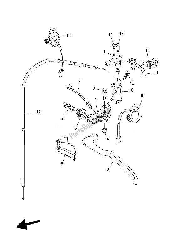 All parts for the Handle Switch & Lever of the Yamaha WR 250F 2007