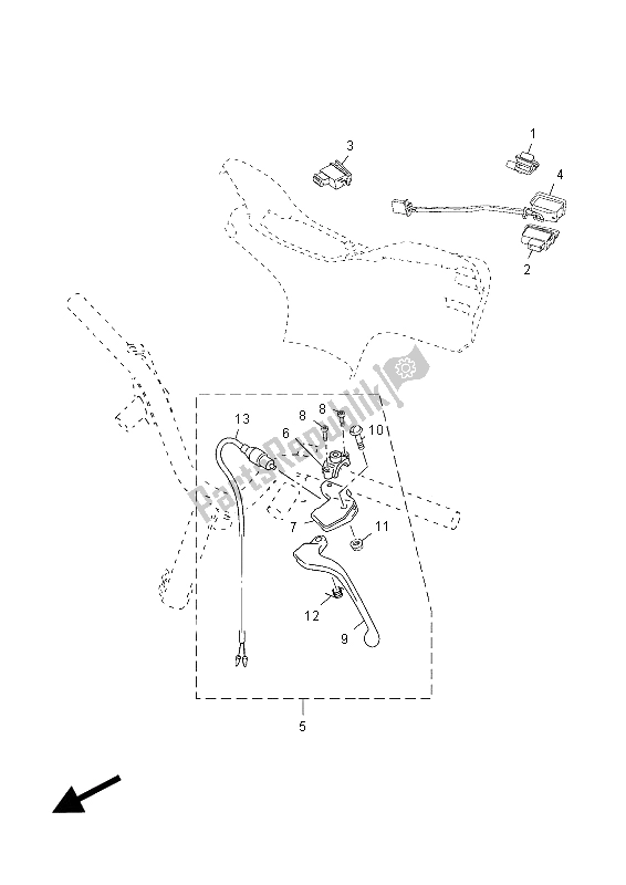 All parts for the Handle Switch & Lever of the Yamaha YN 50 Neos 2012
