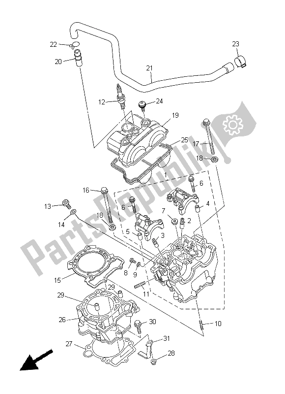 All parts for the Cylinder of the Yamaha WR 250F 2014