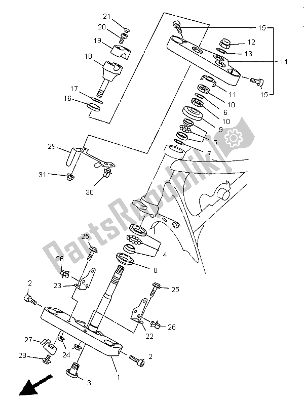 Alle onderdelen voor de Sturen van de Yamaha XVS 650 Dragstar 1997