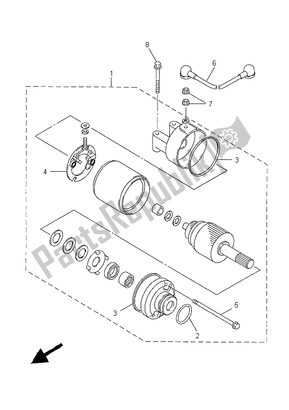 All parts for the Starting Motor of the Yamaha YZF R6 600 1999